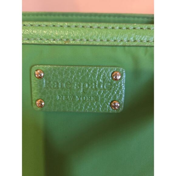 Kate Spade Apple Green Nylon And Leather Tote Bag Large Lots Of Storage - Picture 2 of 7